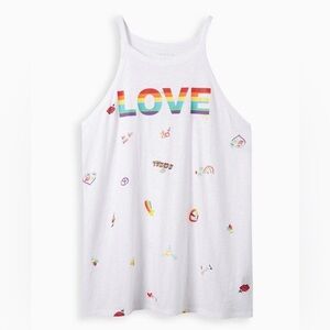 Torrid 2X Pride White Love Rainbow Pride Symbol Tank Top